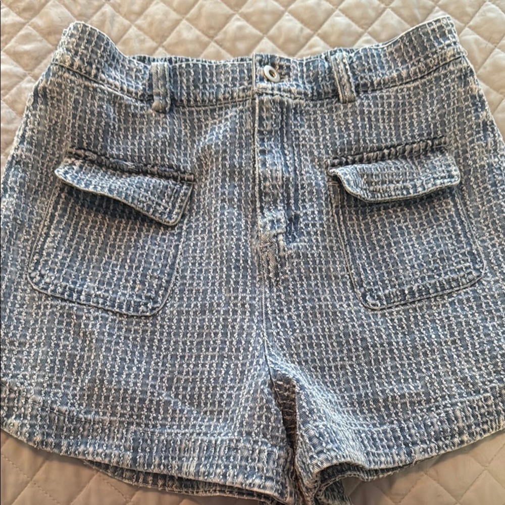 Blue Shorts with Distressed Look